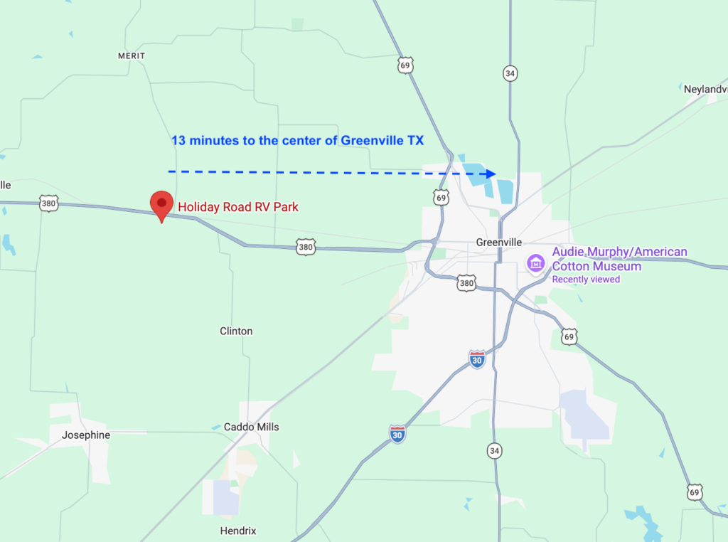 holiday road rv park to greenville tx